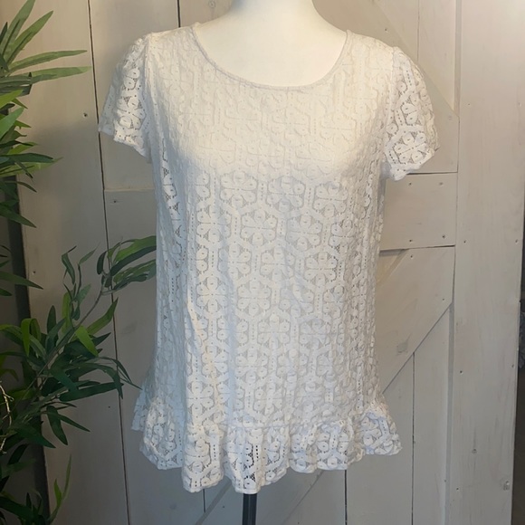 Lilly Pulitzer white lace shirt - size m - Picture 1 of 7